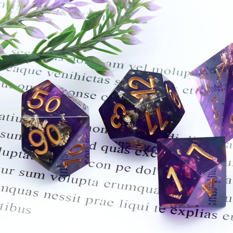 Haxtec DND Dice Set Sharp Edge Resin Dice with Dice Case Purple Black D&D Dice for RPG Role Playing Games Compatible with Dungeons and Dragons Gift War Series - Image 3
